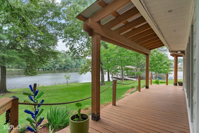 1863 Glen Cove Dr, Benton, LA 71006 - wooden terrace with a water view and a lawn