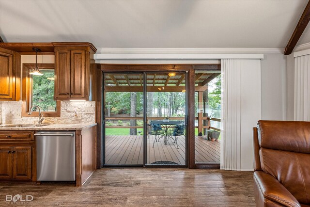 1863 Glen Cove Dr, Benton, LA 71006 - entryway featuring a sink, wood finished floors, healthy amount of natural light, and crown molding