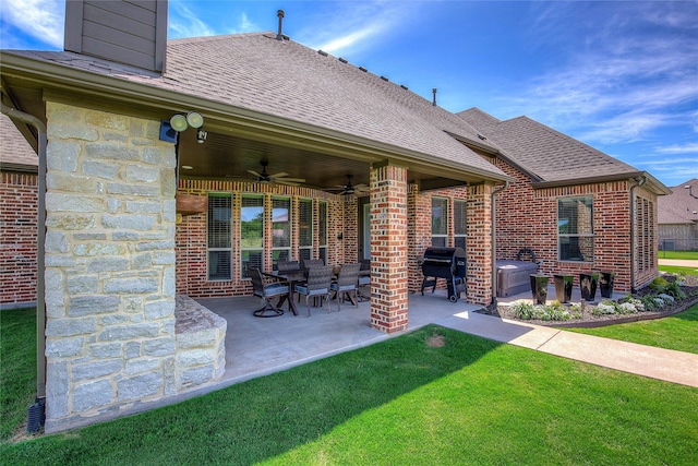 552 Horseshoe Bnd, Royse City, TX 75189 - view of patio with a ceiling fan and area for grilling