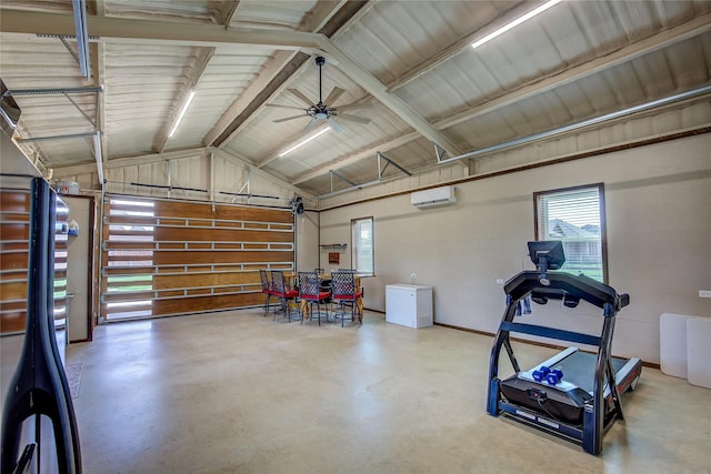 552 Horseshoe Bnd, Royse City, TX 75189 - garage featuring a wall mounted AC and ceiling fan