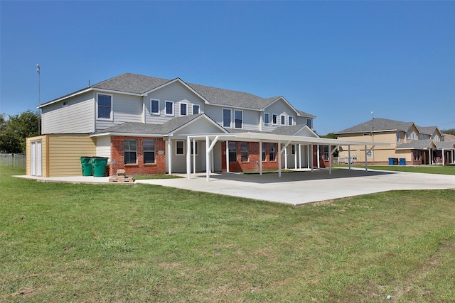 7703 Stanley, Joshua, TX 76058 - back of property with brick siding, roof with shingles, and a lawn