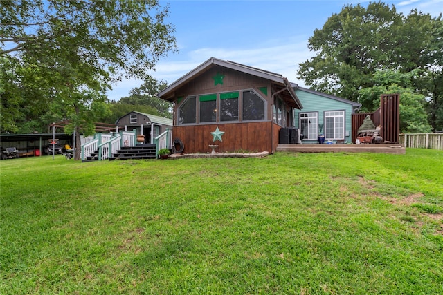 250 Whispering Oaks, Payne Springs, TX 75156 - back of property featuring a wooden deck