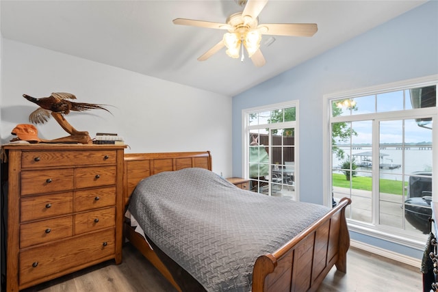 250 Whispering Oaks, Payne Springs, TX 75156 - bedroom featuring vaulted ceiling, light wood-style flooring, and a ceiling fan