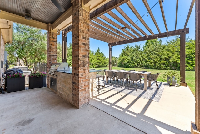 406 Wyndemere Blvd, Heath, TX 75032 - view of patio / terrace with a pergola and an outdoor bar