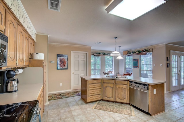 221 County Road 1946, Emory, TX 75440 - kitchen featuring dishwasher, electric stove, light countertops, baseboards, and a sink
