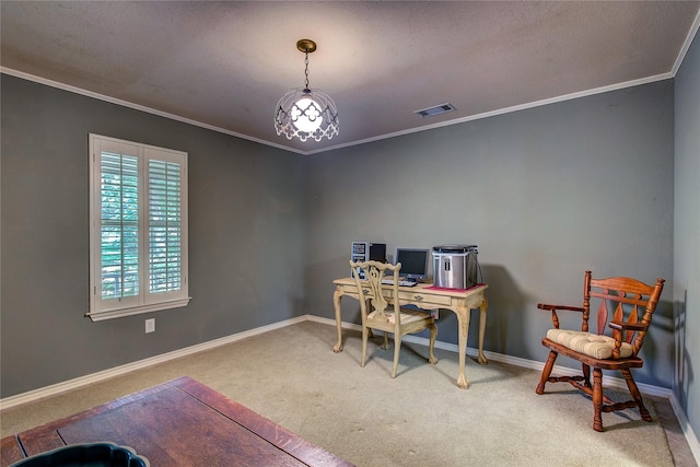 221 County Road 1946, Emory, TX 75440 - home office with carpet floors, baseboards, and ornamental molding