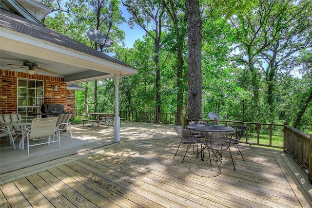 221 County Road 1946, Emory, TX 75440 - wooden terrace featuring outdoor dining area and ceiling fan