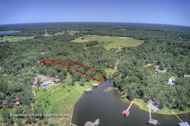 221 County Road 1946, Emory, TX 75440 - aerial view of property's location featuring a forest, a nearby body of water, and property parcel outlined