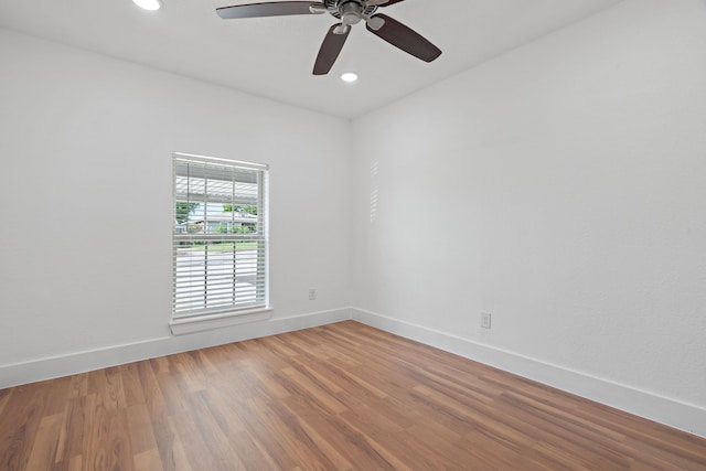 5316 Humbert Ave, Fort Worth, TX 76107 - spare room featuring baseboards, wood finished floors, a ceiling fan, and recessed lighting