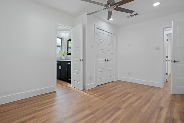 5316 Humbert Ave, Fort Worth, TX 76107 - spare room with ceiling fan, light wood finished floors, baseboards, and recessed lighting