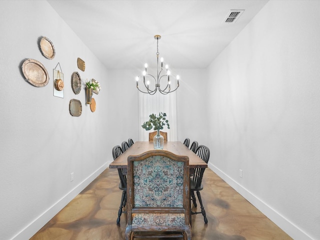 431 Advance Rd, Weatherford, TX 76088 - dining area with a chandelier, baseboards, and concrete flooring
