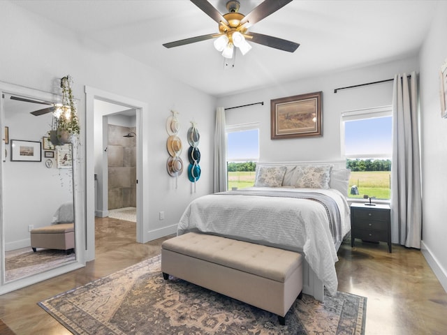 431 Advance Rd, Weatherford, TX 76088 - bedroom with baseboards, a ceiling fan, and ensuite bath