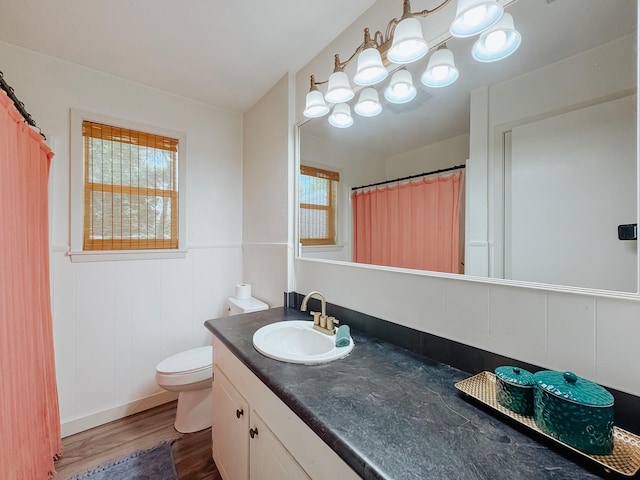 461 E Bradley St, Fairfield, TX 75840 - full bathroom featuring vanity, plenty of natural light, toilet, and wood finished floors