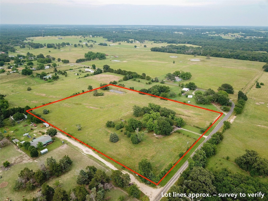 2612 Vz County Road 2414, Canton, TX 75103 - aerial view of sparsely populated area with property parcel outlined and agricultural land
