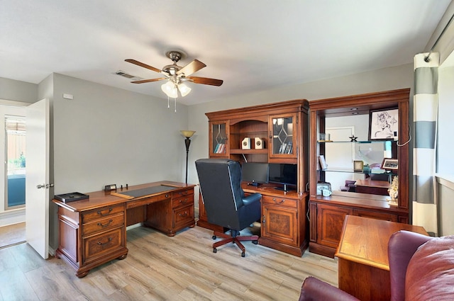 7109 Alpha Rd, Dallas, TX 75240 - office area with light wood-type flooring and a ceiling fan