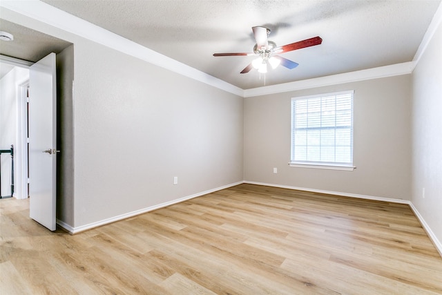 2 Linderhof Cir, Bedford, TX 76022 - unfurnished room with a ceiling fan, light wood-type flooring, ornamental molding, baseboards, and a smoke detector
