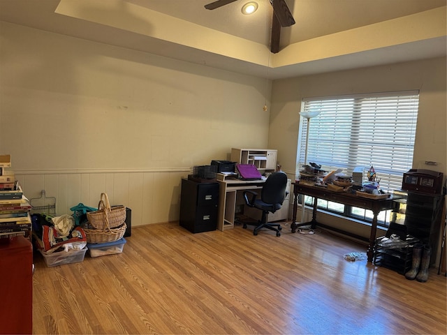 2317 Cliffside Dr, Plano, TX 75023 - office featuring wood finished floors and ceiling fan