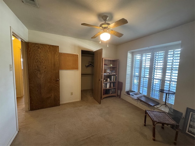 2317 Cliffside Dr, Plano, TX 75023 - sitting room featuring a ceiling fan, carpet, and baseboards