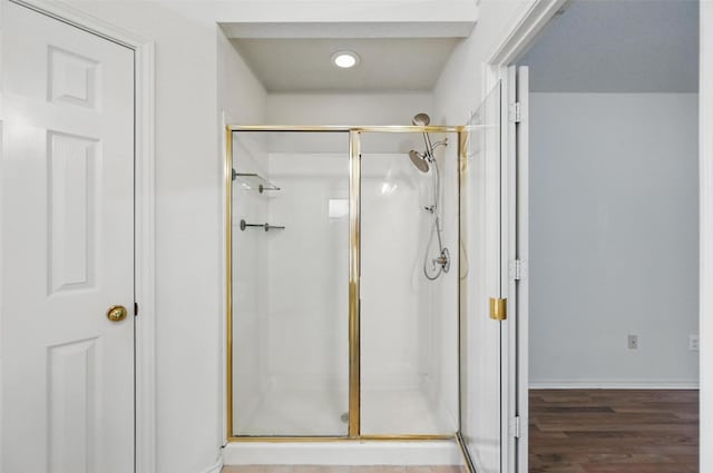 1521 Treeline Dr, Desoto, TX 75115 - full bath with a stall shower and wood finished floors