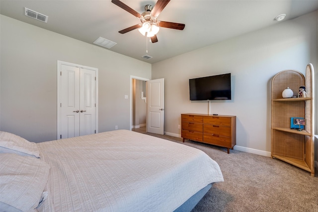 1824 Rachel St, Northlake, TX 76247 - bedroom with baseboards, carpet flooring, a ceiling fan, and a closet