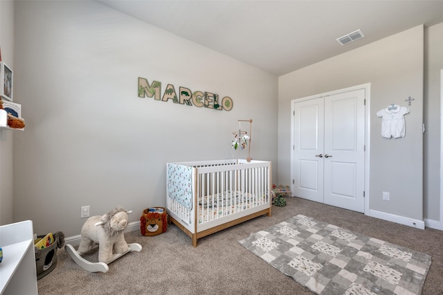 1824 Rachel St, Northlake, TX 76247 - carpeted bedroom featuring a crib, baseboards, and a closet