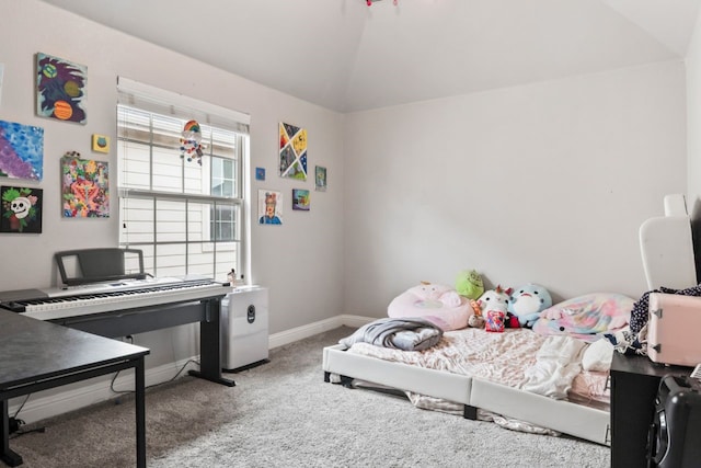 14237 Sugar Hill Dr, Little Elm, TX 75068 - bedroom featuring carpet flooring, lofted ceiling, and baseboards