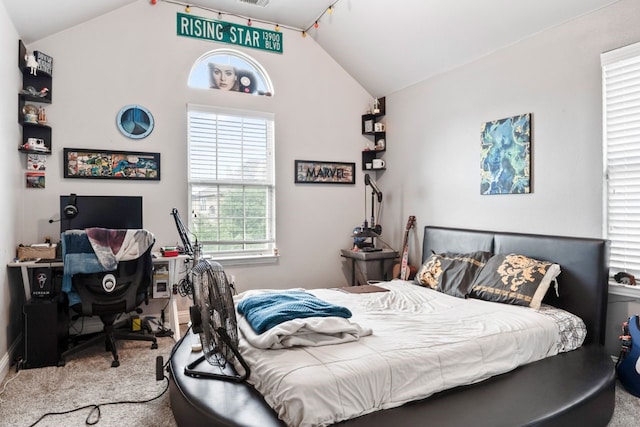 14237 Sugar Hill Dr, Little Elm, TX 75068 - bedroom featuring lofted ceiling, carpet flooring, a desk, and baseboards