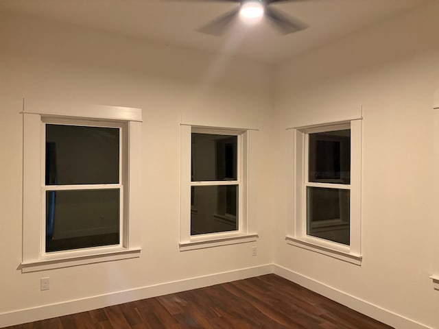 5518 Cold Water Trl, Granbury, TX 76048 - empty room featuring a ceiling fan, dark wood-style flooring, and baseboards