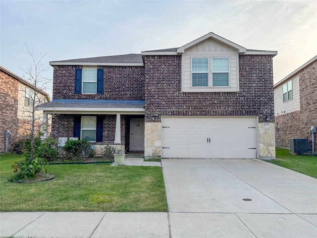 2237 Heaton St, Forney, TX 75126 - traditional-style house featuring a front lawn, concrete driveway, brick siding, and an attached garage
