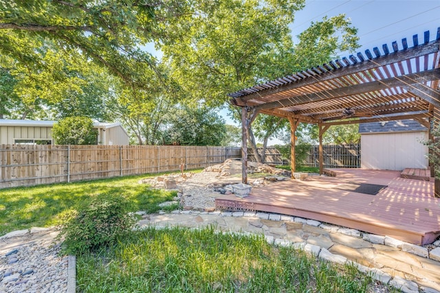 6400 Kingswood Dr, Fort Worth, TX 76133 - fenced backyard with a deck and a pergola