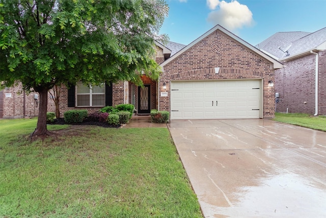 4825 Lazy Oaks St, Fort Worth, TX 76244 - view of front facade featuring brick siding, an attached garage, concrete driveway, and a front lawn