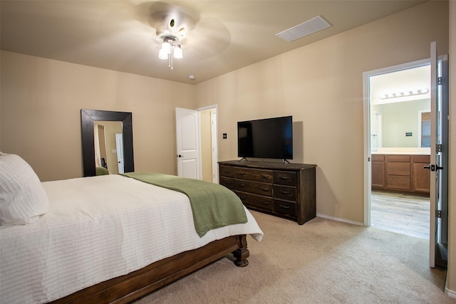 4825 Lazy Oaks St, Fort Worth, TX 76244 - bedroom featuring light carpet, ensuite bathroom, a ceiling fan, and baseboards