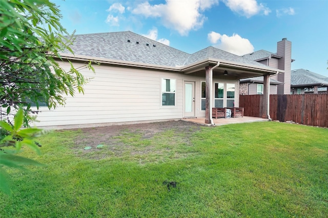 4825 Lazy Oaks St, Fort Worth, TX 76244 - back of house featuring a ceiling fan, a patio, and roof with shingles