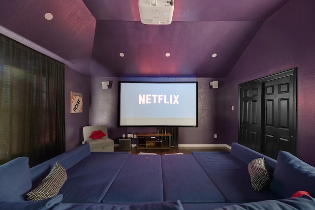 1529 Arrowhead Ln, Carrollton, TX 75007 - cinema room with vaulted ceiling and baseboards