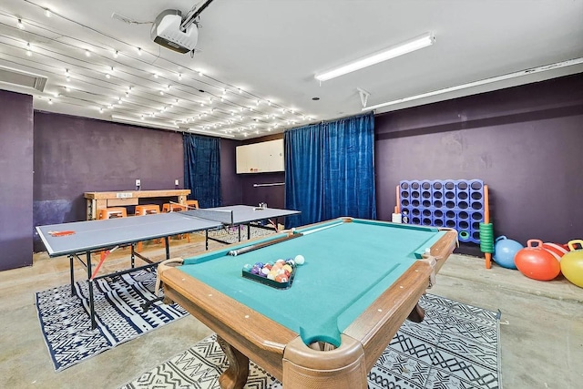 1529 Arrowhead Ln, Carrollton, TX 75007 - rec room featuring unfinished concrete floors and billiards table