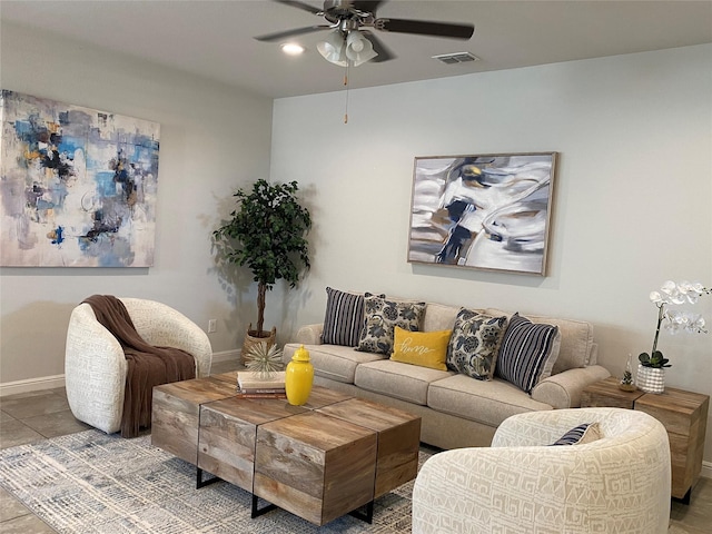 1037 Madelia Ave, Fort Worth, TX 76177 - living area with a ceiling fan and baseboards