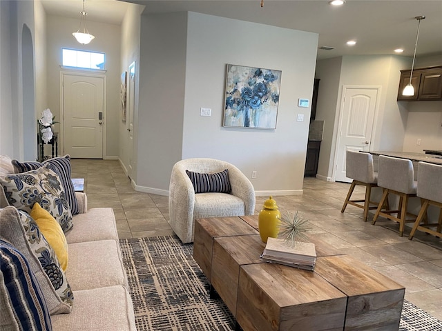 1037 Madelia Ave, Fort Worth, TX 76177 - living area featuring baseboards, recessed lighting, and light tile patterned floors