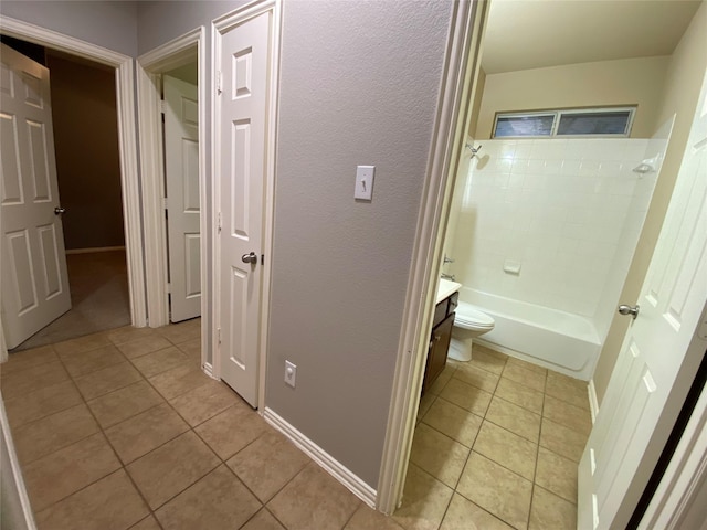 1705 Spanish Moss Way, Savannah, TX 76227 - bathroom featuring tile patterned floors, vanity, bathtub / shower combination, and toilet