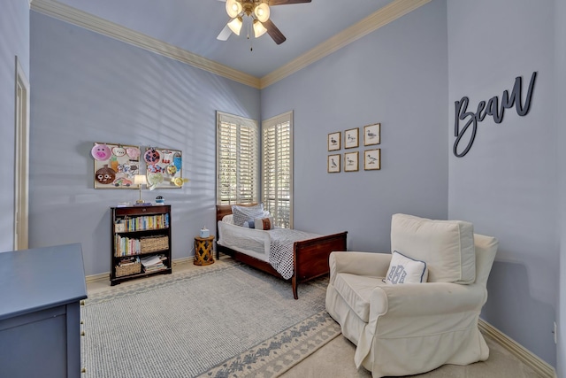 1516 Byron Nelson Pkwy, Southlake, TX 76092 - bedroom featuring crown molding, carpet, a ceiling fan, and baseboards