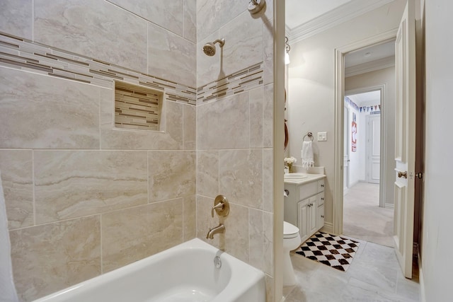 1516 Byron Nelson Pkwy, Southlake, TX 76092 - full bath featuring crown molding, vanity, bathing tub / shower combination, and toilet