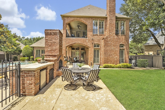 1516 Byron Nelson Pkwy, Southlake, TX 76092 - view of patio / terrace with a balcony, a ceiling fan, and area for grilling
