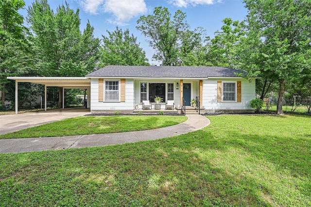 916 Carondolet Ct, River Oaks, TX 76114 - single story home with a porch, a carport, concrete driveway, and a front yard