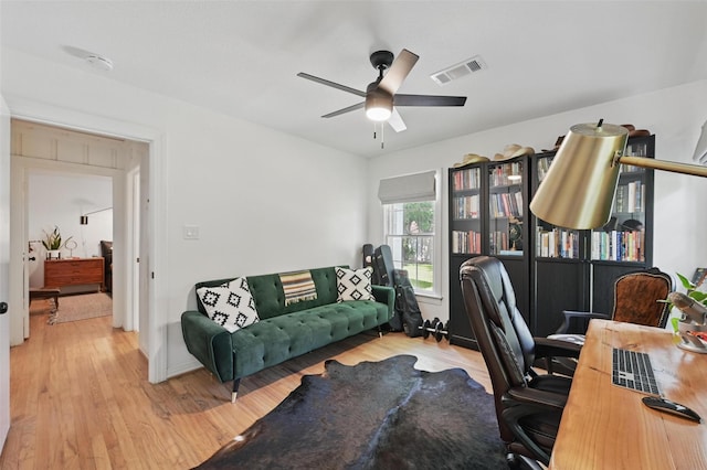 916 Carondolet Ct, River Oaks, TX 76114 - office featuring a ceiling fan and wood finished floors