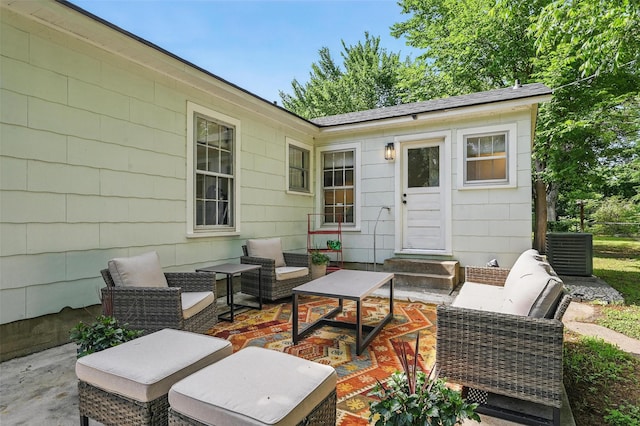 916 Carondolet Ct, River Oaks, TX 76114 - view of patio with an outdoor hangout area, central AC, and entry steps