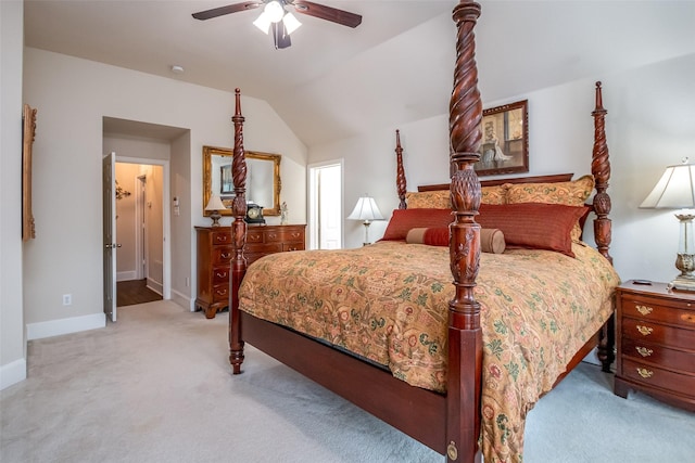 2636 Deer Hollow Dr, Little Elm, TX 75068 - carpeted bedroom with lofted ceiling, baseboards, and ceiling fan