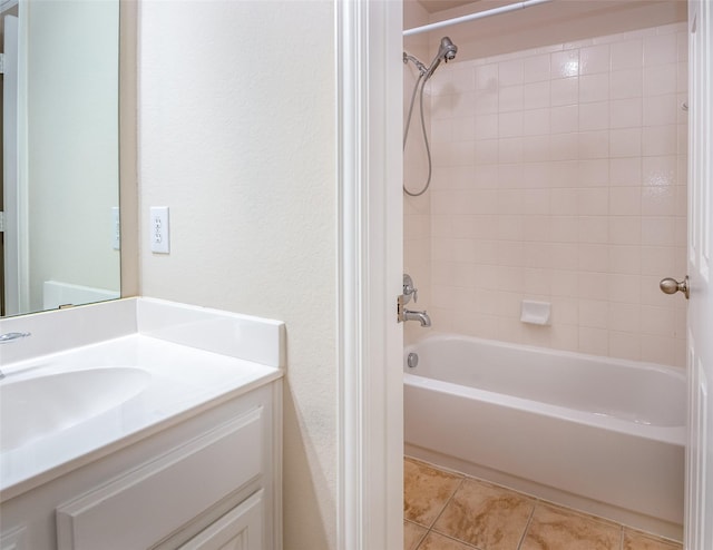 2636 Deer Hollow Dr, Little Elm, TX 75068 - full bath with vanity, shower / washtub combination, a textured wall, and tile patterned flooring