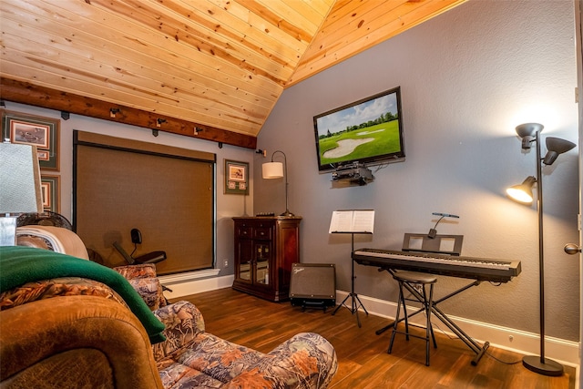 2636 Deer Hollow Dr, Little Elm, TX 75068 - living area with vaulted ceiling, wood finished floors, and wood ceiling