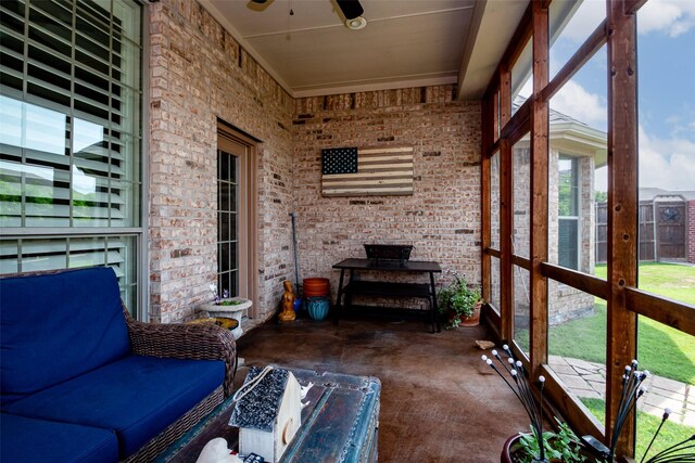 2636 Deer Hollow Dr, Little Elm, TX 75068 - sunroom / solarium featuring a ceiling fan