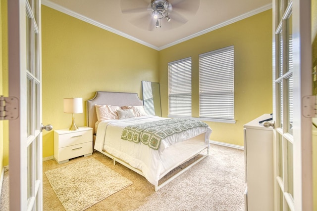 6939 Truth Dr, Dallas, TX 75236 - bedroom with crown molding, carpet flooring, multiple windows, baseboards, and a ceiling fan