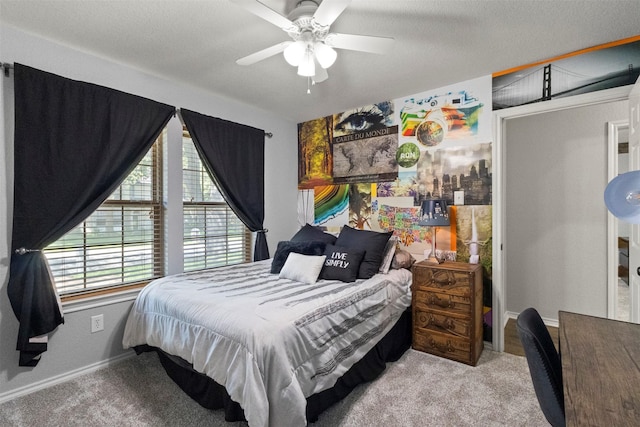 517 Sunset Dr, Hurst, TX 76054 - bedroom featuring carpet floors, a ceiling fan, and baseboards